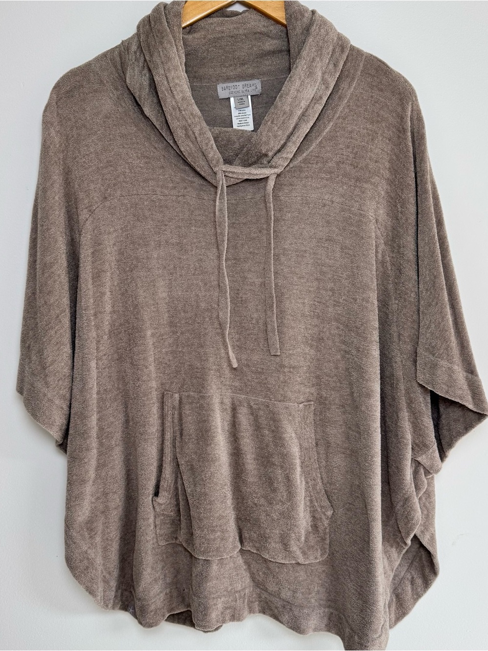 Barefoot Dreams Cozychic Ultra Lite Weekend Poncho Cowl Neck Sweater Womens L/XL - Picture 2 of 11